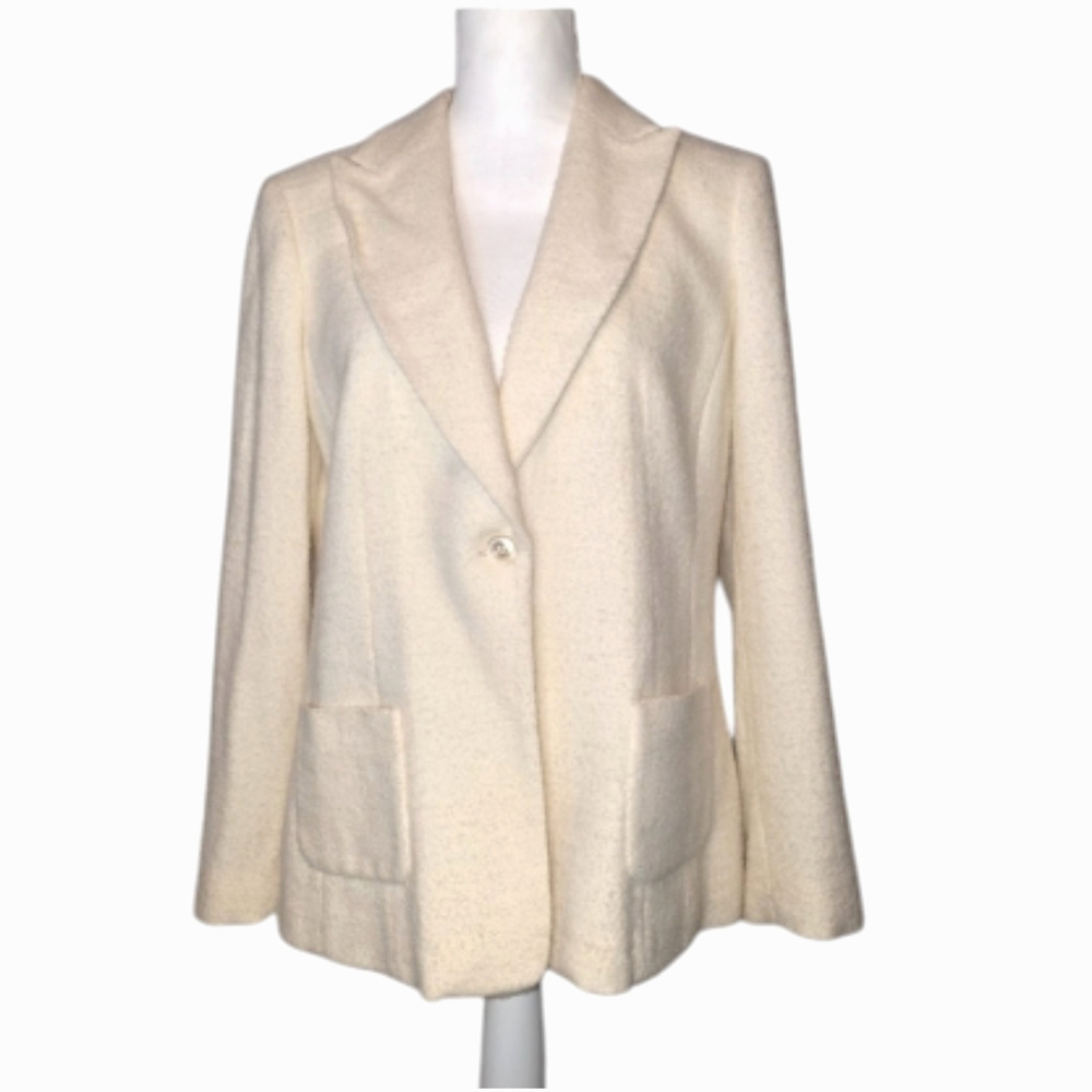 Talbots Houndstooth Tweed Blazer Wool Blend women's size 12